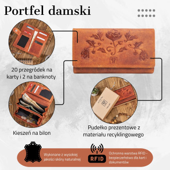DAMSKI PORTFEL SKÓRZANY VINTGE PAOLO PERUZZI T-05-OR
