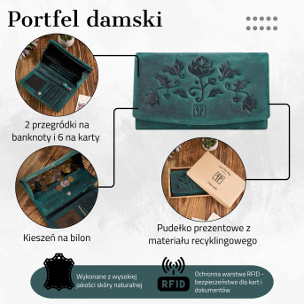 PORTFEL DAMSKI VINTAGE ZIELONY RETRO PAOLO PERUZZI T-01-GR
