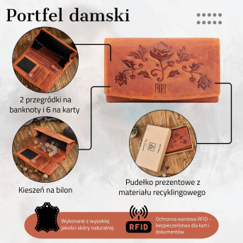 PORTFEL DAMSKI SKÓRZANY VINTAGE PAOLO PERUZZI T-01-OR
