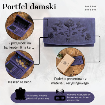 SKÓRZANY PORTFEL DAMSKI VINTAGE PAOLO PERUZZI T-01-DB