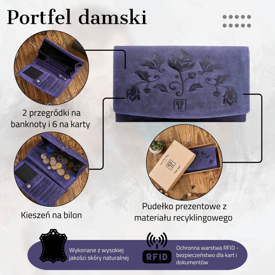 SKÓRZANY PORTFEL DAMSKI VINTAGE PAOLO PERUZZI T-01-DB