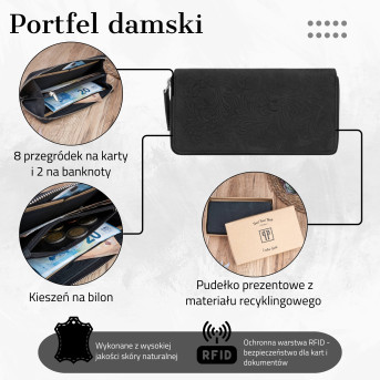 DAMSKI SKÓRZANY CZARNY PORTFEL NA SUWAK PAOLO PERUZZI T-08-BL