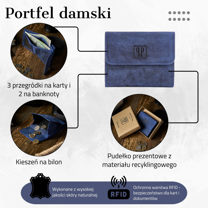 Skórzany portfel damski Paolo Peruzzi granat