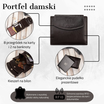 MODNY DAMSKI SKÓRZANY PORTFEL PAOLO PERUZZI RFID T-12-BR
