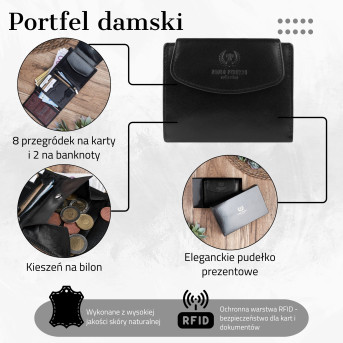 MODNY DAMSKI SKÓRZANY PORTFEL PAOLO PERUZZI RFID T-12-BL