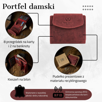 Skórzany portfel damski Paolo Peruzzi w kolorze czerwonym