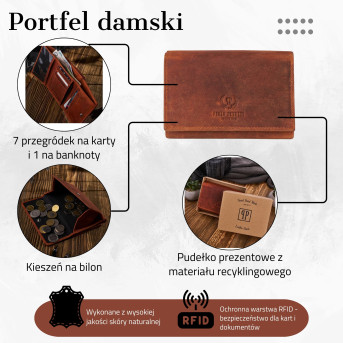 DAMSKI PORTFEL SKÓRZANY Z OCHRONĄ RFID PAOLO PERUZZI T-33-OR