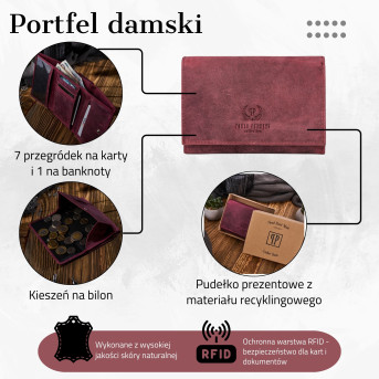DAMSKI PORTFEL SKÓRZANY Z OCHRONĄ RFID PAOLO PERUZZI T-33-CHR