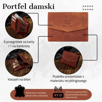 PORTFEL DAMSKI VINTAGE ZE SKÓRY RFID PAOLO PERUZZI T-35-OR MŁODZIEŻOWY