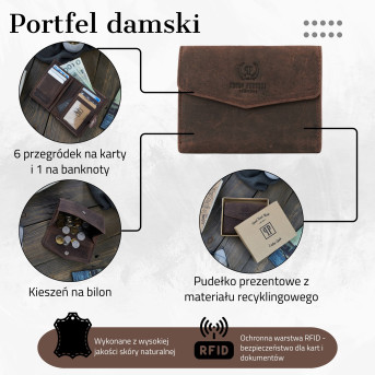 PORTFEL MŁODZIEŻOWY ZE SKÓRY VINTAGE RFID PAOLO PERUZZI T-35-BR