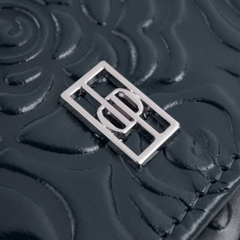 Duży portfel damski skórzany granatowy w kwiaty Paolo Peruzzi AL-12-NV