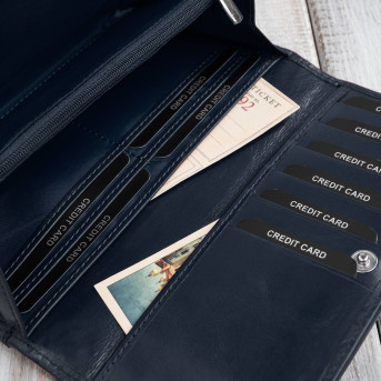 Duży portfel damski skórzany granatowy w kwiaty Paolo Peruzzi AL-12-NV