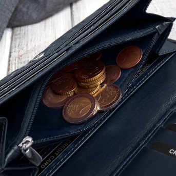 Duży portfel damski skórzany granatowy w kwiaty Paolo Peruzzi AL-12-NV