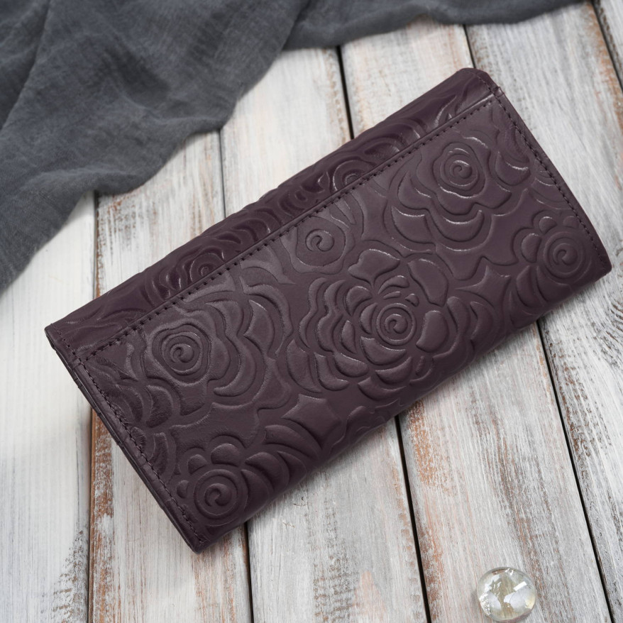 Poziomy portfel damski skórzany w kolorze burgundowym z metalowym logo duży Paolo Peruzzi  AL-12-BGD