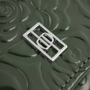 Portfel damski skórzany ciemnozielony w kwiatki duży Paolo Peruzzi AL-12-GB