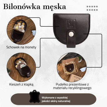 SKÓRZANY PORTFEL BILONÓWKA PODKÓWKA PAOLO PERUZZI T-50-BR