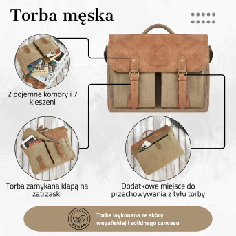 TORBA MĘSKA NA RAMIĘ ZE SKÓRY WEGAŃSKIEJ PAOLO PERUZZI E-07-MC