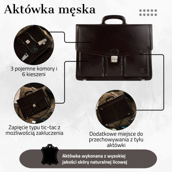 TECZKA MĘSKA ZE SKÓRY NATURALNEJ PAOLO PERUZZI  T-80-BR