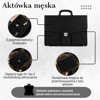 TECZKA MĘSKA ZE SKÓRY NATURALNEJ VINTAGE PAOLO PERUZZI T-80-HBL