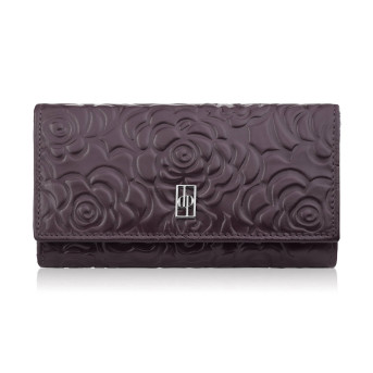 Duży portfel damski skórzany przestronny burgundowy w kwiaty Paolo Peruzzi AL-14-BGD