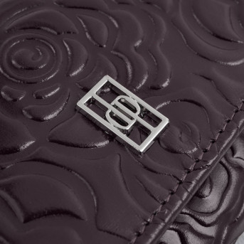 Duży portfel damski skórzany przestronny burgundowy w kwiaty Paolo Peruzzi AL-14-BGD