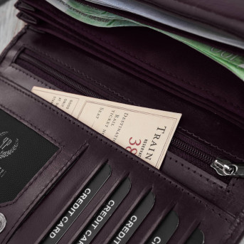 Duży portfel damski skórzany przestronny burgundowy w kwiaty Paolo Peruzzi AL-14-BGD