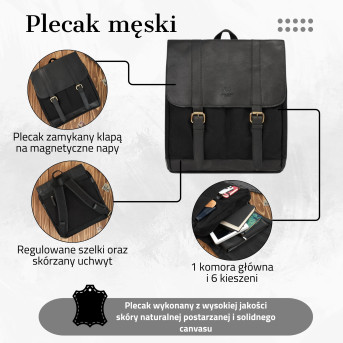 DUŻY MĘSKI PLECAK VINTAGE PAOLO PERUZZI T-29-BL