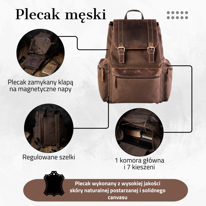 PLECAK SKÓRZANY PAOLO PERUZZI VINTAGE T-37-BR