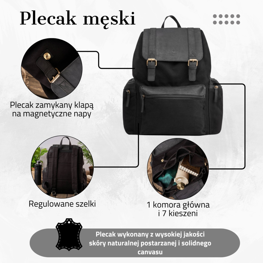 PLECAK SKÓRZANY PAOLO PERUZZI VINTAGE T-37-BL