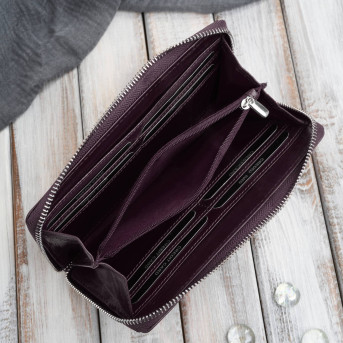 Portfel damski skórzany burgundowy w orientacji poziomej RFID Paolo Peruzzi AL-13-BGD