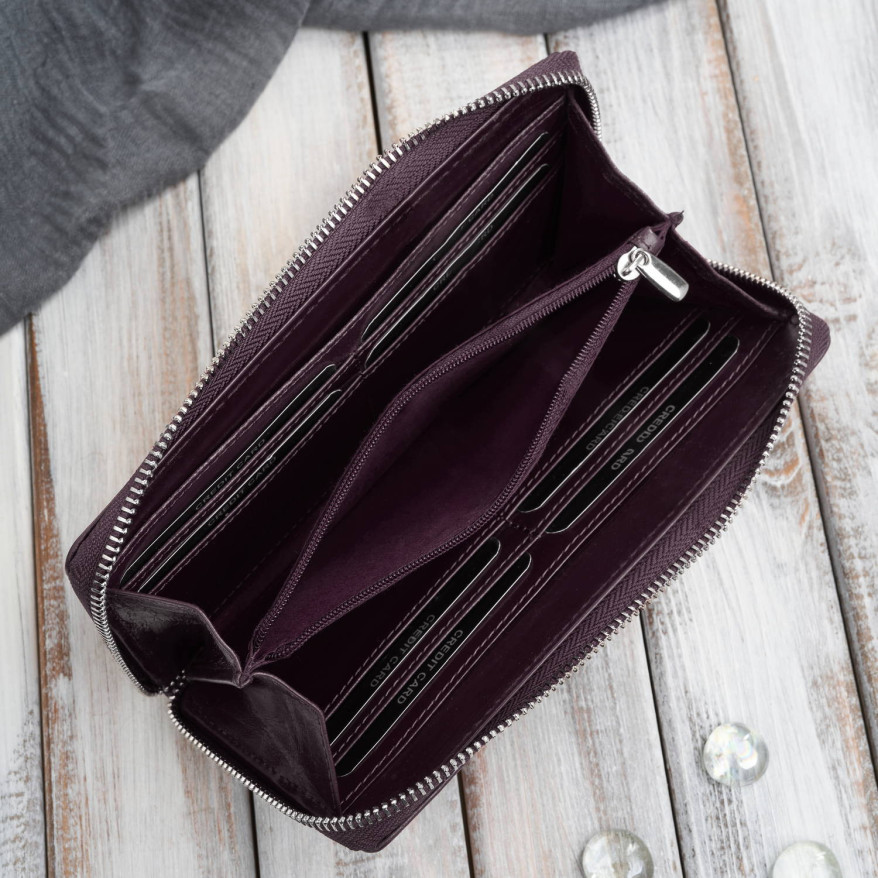 Portfel damski skórzany burgundowy w orientacji poziomej RFID Paolo Peruzzi AL-13-BGD