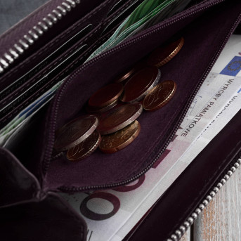 Portfel damski skórzany burgundowy w orientacji poziomej RFID Paolo Peruzzi AL-13-BGD