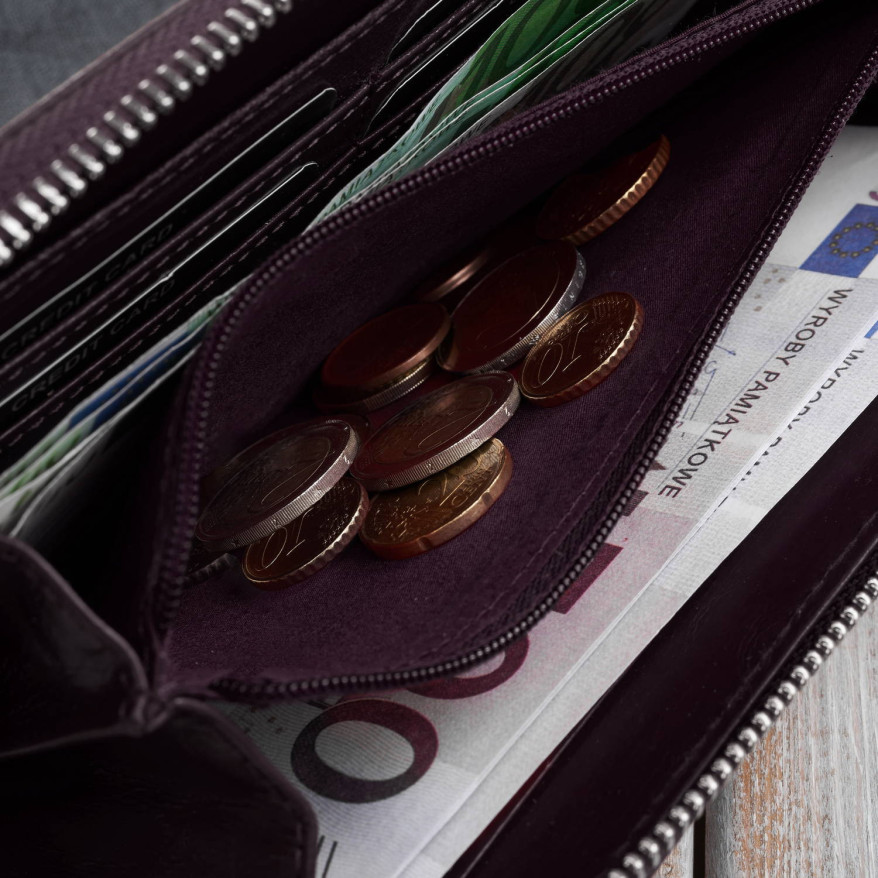 Portfel damski skórzany burgundowy w orientacji poziomej RFID Paolo Peruzzi AL-13-BGD