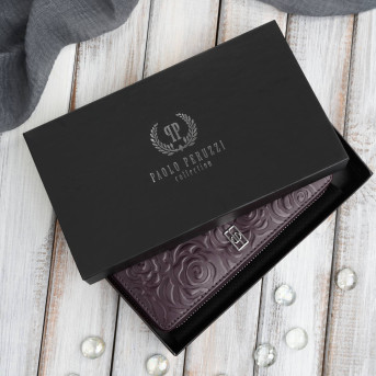 Portfel damski skórzany burgundowy w orientacji poziomej RFID Paolo Peruzzi AL-13-BGD