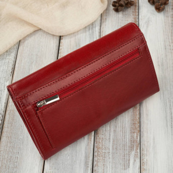 Portfel damski skórzany klasyczny duży czerwony z ochroną RFID AL-07-RD2