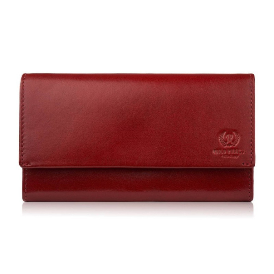 Portfel damski skórzany klasyczny duży czerwony z ochroną RFID AL-07-RD2