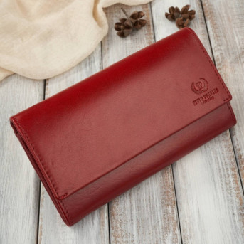 Portfel damski skórzany klasyczny duży czerwony z ochroną RFID AL-07-RD2