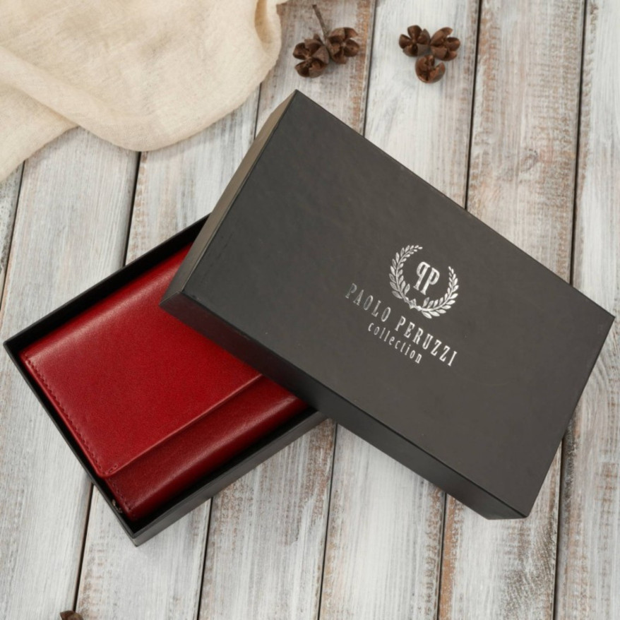 Portfel damski skórzany klasyczny duży czerwony z ochroną RFID AL-07-RD2