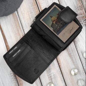 Portfel damski skórzany mały czarny RFID Paolo Peruzii AL-24-BL