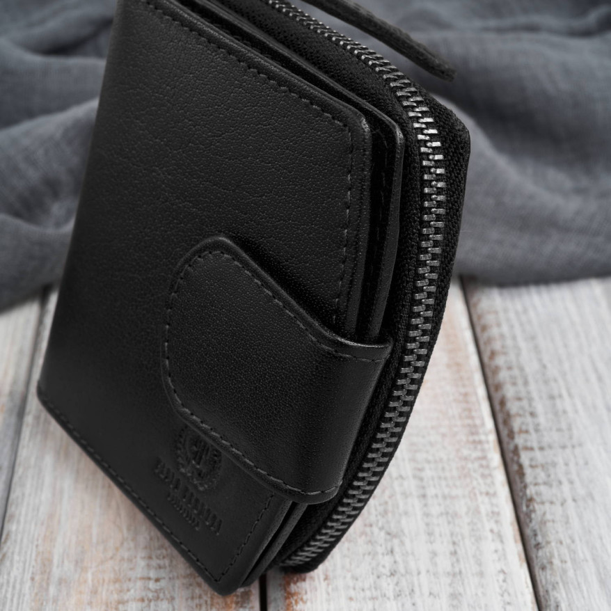 Portfel damski skórzany mały czarny RFID Paolo Peruzii AL-24-BL