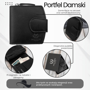 Portfel damski skórzany mały czarny RFID Paolo Peruzii AL-24-BL