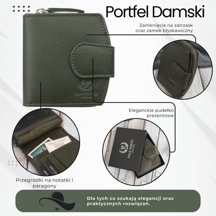 Portfel damski skórzany mała portmonetka RFID Paolo Peruzii AL-24-GB