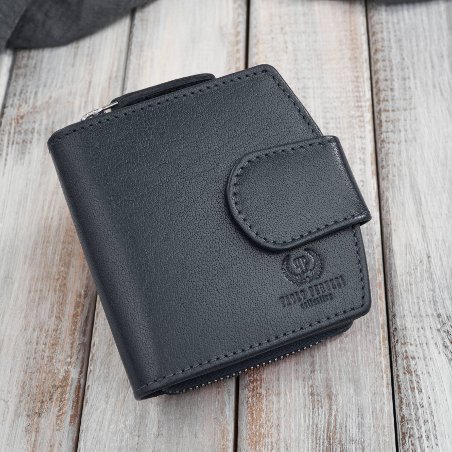 Portfel damski skórzany granatowy na patkę RFID Paolo Peruzii AL-24-NV