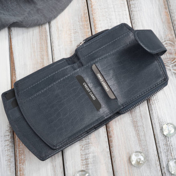 Portfel damski skórzany granatowy na patkę RFID Paolo Peruzii AL-24-NV