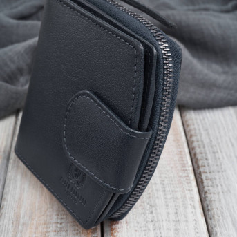 Portfel damski skórzany granatowy na patkę RFID Paolo Peruzii AL-24-NV