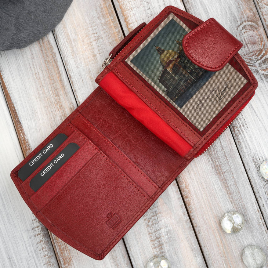 Portfel damski skórzany czerwona portmonetka RFID Paolo Peruzii AL-24-RD