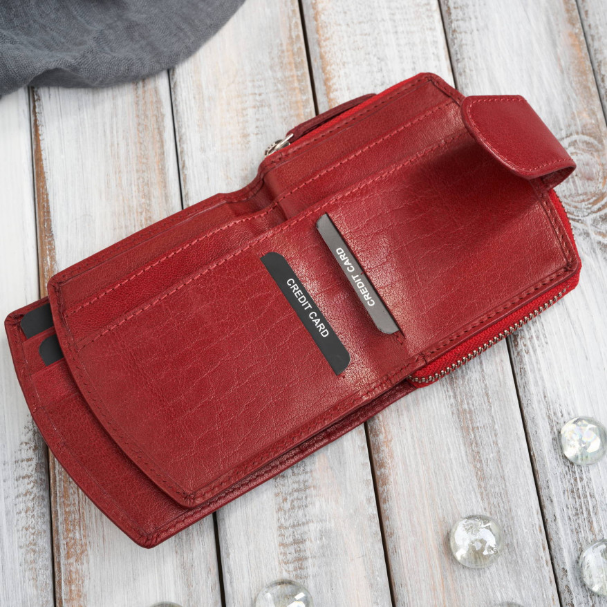 Portfel damski skórzany czerwona portmonetka RFID Paolo Peruzii AL-24-RD