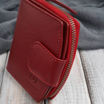 Portfel damski skórzany czerwona portmonetka RFID Paolo Peruzii AL-24-RD