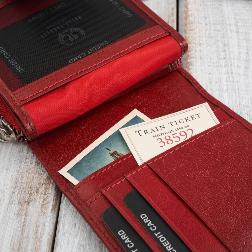 Portfel damski skórzany czerwona portmonetka RFID Paolo Peruzii AL-24-RD