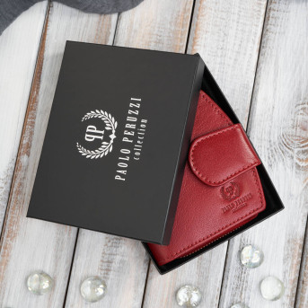 Portfel damski skórzany czerwona portmonetka RFID Paolo Peruzii AL-24-RD